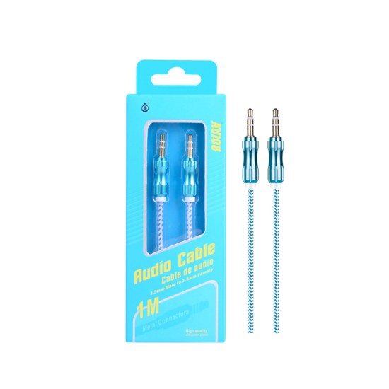 MTK NYLON AUDIO CABLE AU108 AZ PAINTED METAL CONNECTOR M/M 3.5MM BLUE